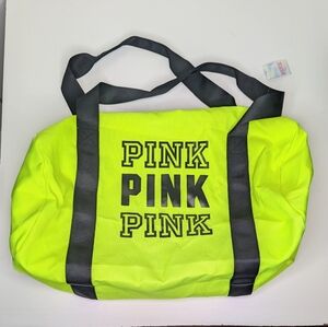 PINK Victoria's Secret Small Nylon Duffle Bag Yellow Black